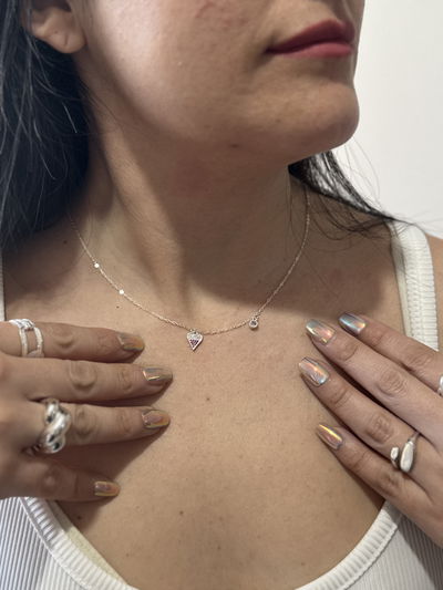 Cadena Plata 925 - corazón y punto de luz