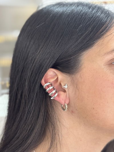 EARCUFF CHANO SILVER ACERO QUIRURGICO 