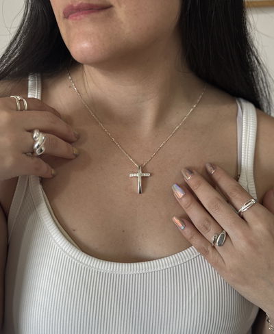 Cadena Plata 925 - Cruz cadena cristal