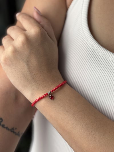 PULSERA CORA ROJO PLATA 925