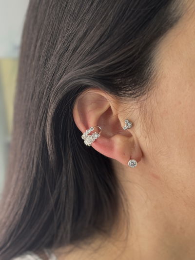 EARCUFF CIRA SILVER ACERO QUIRURGICO BLANCO