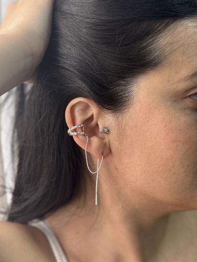 EARCUFF MILA ACERO QUIRÚRGICO BLANCO