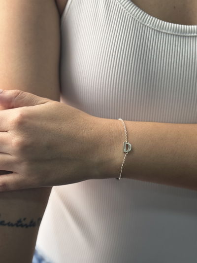 PULSERA INICIAL D PLATA 925