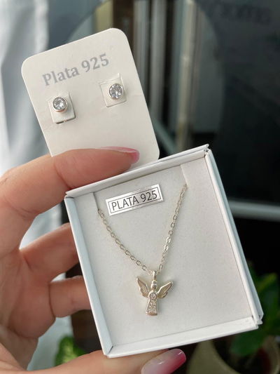 COMBO COLLAR Y AROS PLATA 925