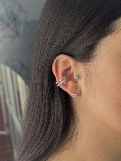 EARCUFF SILVER TEÓFILA ACERO QUIRURGICO BLANCO 