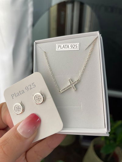 COLLAR Y AROS PLATA 925