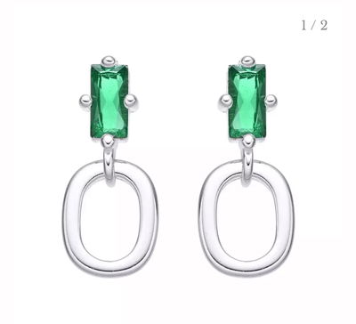 AROS COLGANTES VERDES  PLATA 925 