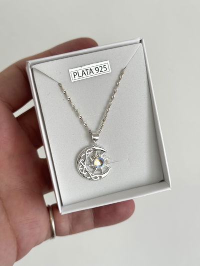 COLLAR SOL Y LUNA PLATA 925