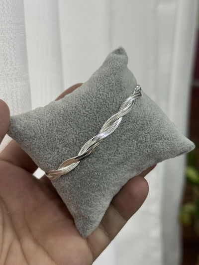PULSERA ENTRELAZADA ACERO BLANCO