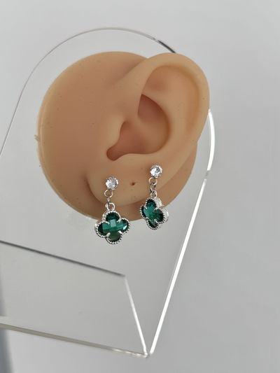 AROS VAN CLEF VERDES ACERO BLANCO