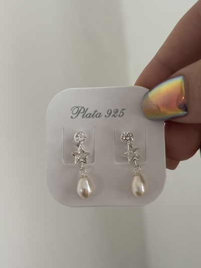 AROS DE COLGANTES PERLAS PLATA 925