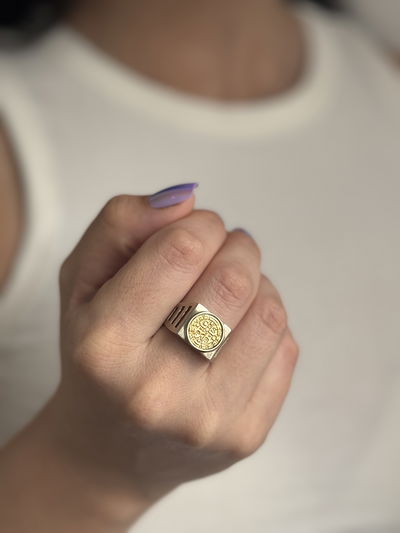 ANILLO SAN BENITO PLATA Y ORO 