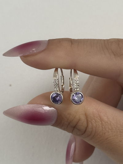 AROS PUNTO LILA PLATA 925