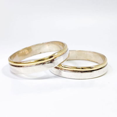 PAR DE ALIANZAS PLATA 925 Y ORO 