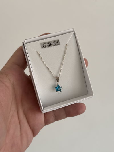 COLLAR PLATA 925 ESTRELLA AZUL