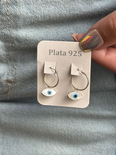 AROS OJITOS PLATA 925