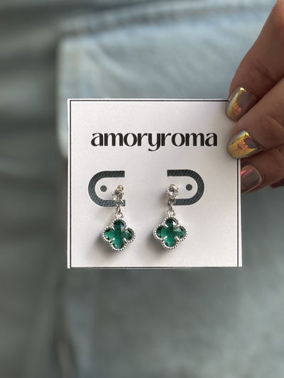 AROS CLEEF VERDE ACERO BLANCO