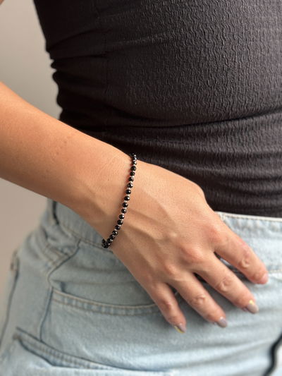 PULSERA CRISTAL BLACK PLATA 925