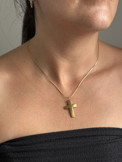 CADENA CRUZ GOLD ACERO QUIRURGICO