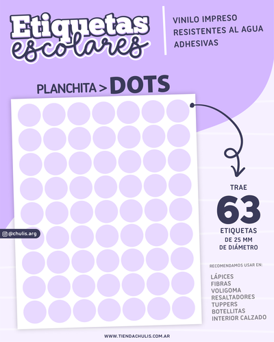 Etiquetas adhesivas DOTS - resistentes al agua