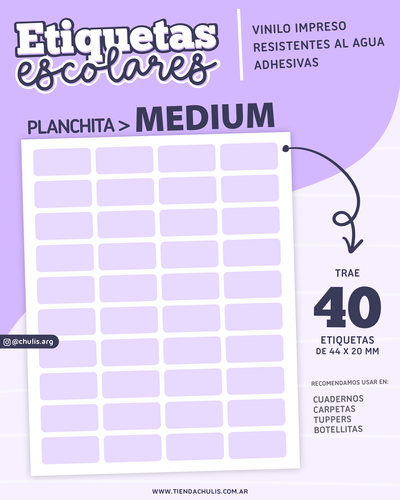 Etiquetas adhesivas MEDIUM - resistentes al agua