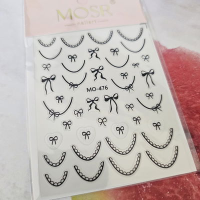 Sticker para uñas - French y moños negros mo-476