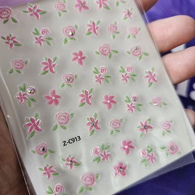 Sticker para uñas 6D - Florcitas Rosas - z-c913
