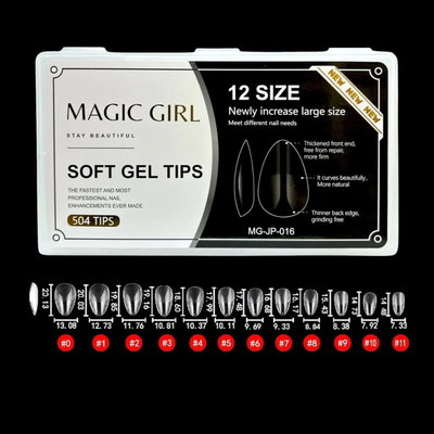 Box de Tips Soft Gel - Almond Corta Prelimada - 504 unidades