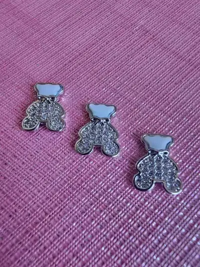 Aplique para uñas - Osito Plateado con Strass y Nacar x unidad