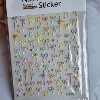 Sticker para uñas - Moños pasteles con cristal - Z-A1369