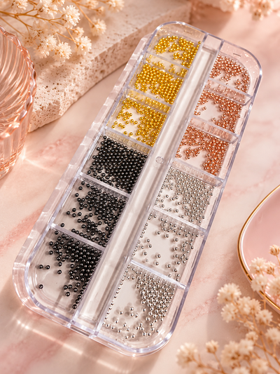 Box de Caviar Plateado Dorado Negro y RoseGold