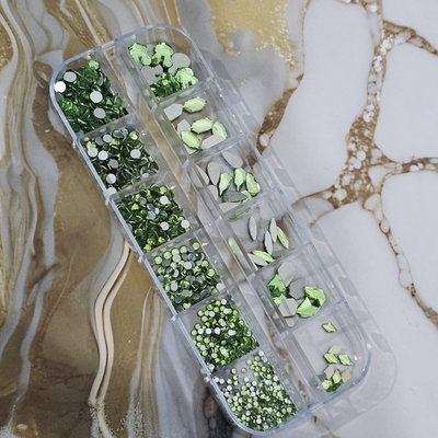 Box de 12 formas Cristales Strass Verde