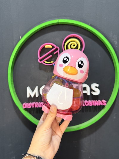 Alcancia pinguino rosa  con gelatina 