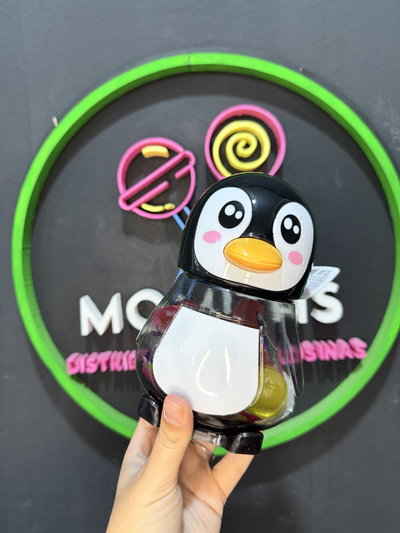 Alcancia pinguino negro  con gelatina 