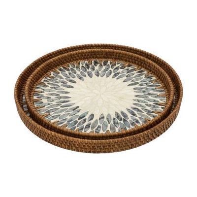 SET BANDEJAS DE MIMBRE X2 34X2.5/30X2.5CM