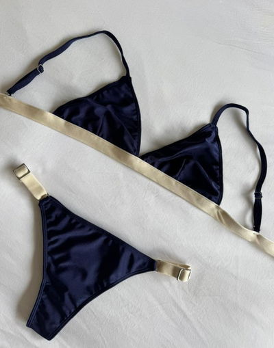 Bikini Marea Azul y Crema 