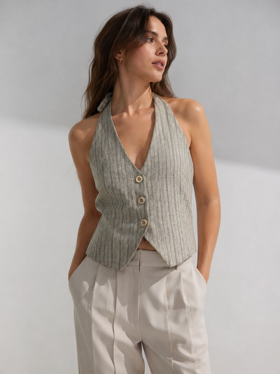 Chaleco Halter Sastrero Rayado 