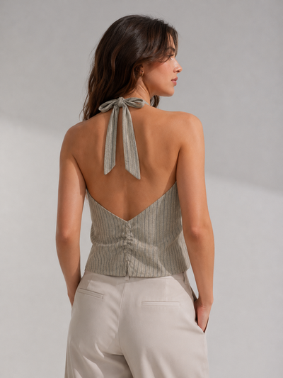Chaleco Halter Sastrero Rayado 