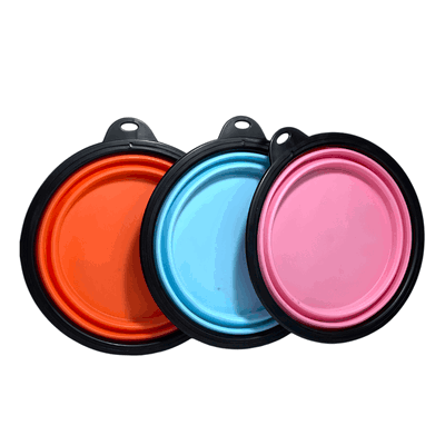 Plato Comedero/Bebedero 🐾 Plegable Silicona Portátil Mascota 1 lts