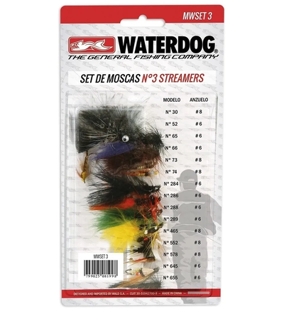 WATERDOG - SET DE 15 MOSCAS - STREAMERS n° 6 Y 8 - MWSET3