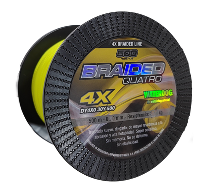 WATERDOG - Multifilamento&nbsp;Braided&nbsp;Quatro&nbsp;0,50&nbsp;&nbsp;mm&nbsp;Amarillo&nbsp;Bobinas&nbsp;500&nbsp;mts