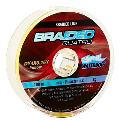 WATERDOG - Multifilamento Braided Quatro 0,12 mm Amarillo 9,6 kg