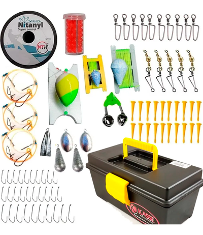 Combo Kit Caja De Pesca Lineas Anzuelos Plomo Accesorios