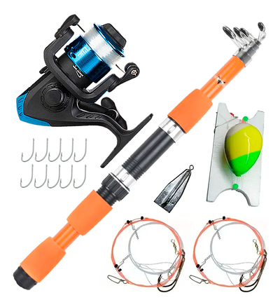 Combo Caña Telesc Albatros Fox 2,40m Reel Tanza Plomo Lineas