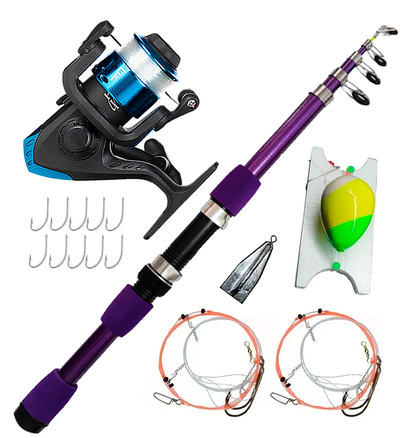 Combo Caña Telesc Albatros Fox 2,70m Reel Tanza Plomo Lineas