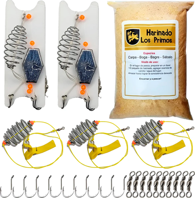 Kit Combo Lineas Pesca Carpa Boga Coreana Harinado Feeder Amarillo