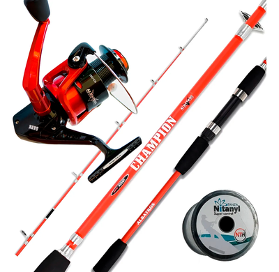 Combo Equipo Pesca Variada Caña 2.40m 2 Tramos + Reel 3 Rul