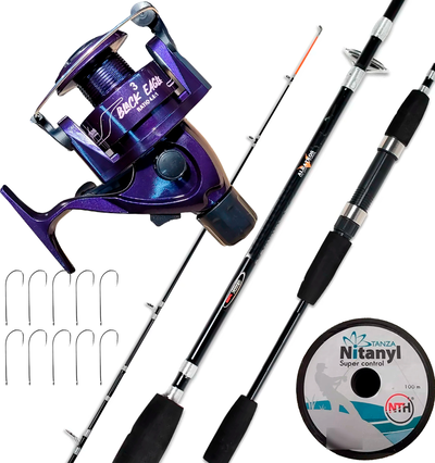Combo pesca Variada Albatros caña maciza 180m + Reel + tanza + anzuelos