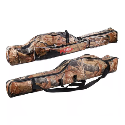 Xfish - Funda de lona para cañas, dos cierres, 2 bolsillos, camuflada 1,30mts W64