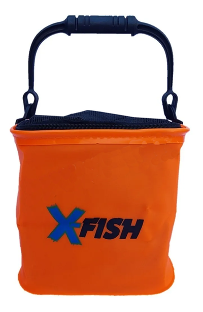 Xfish - Balde porta carnada de silicona plegable Naranja 20 x 20cm